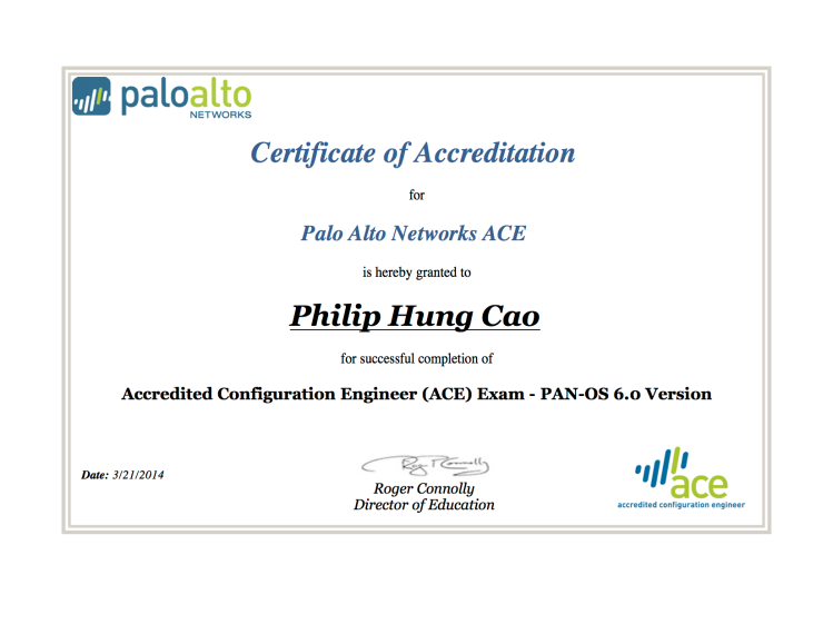 Configuration Engineer [2014] Philip Hung Cao - ACE 6.0